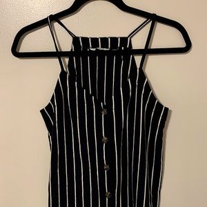 Black Striped Navy Tank
